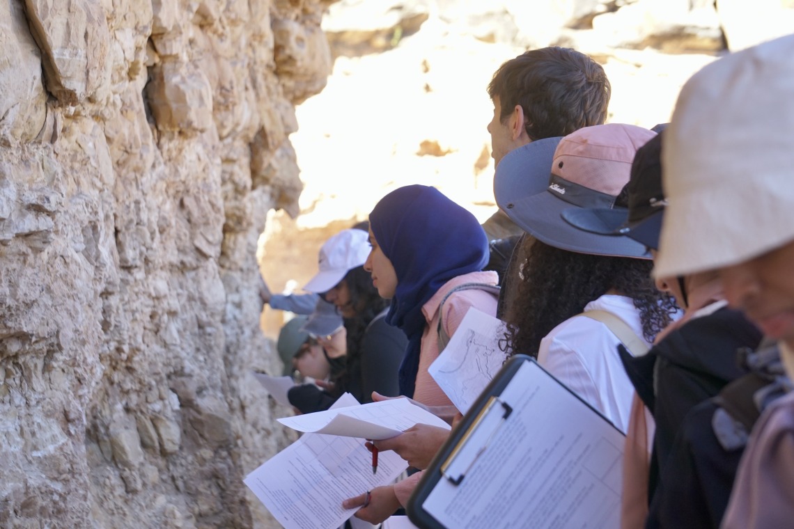 Students looking at fossils in Grand Canyon