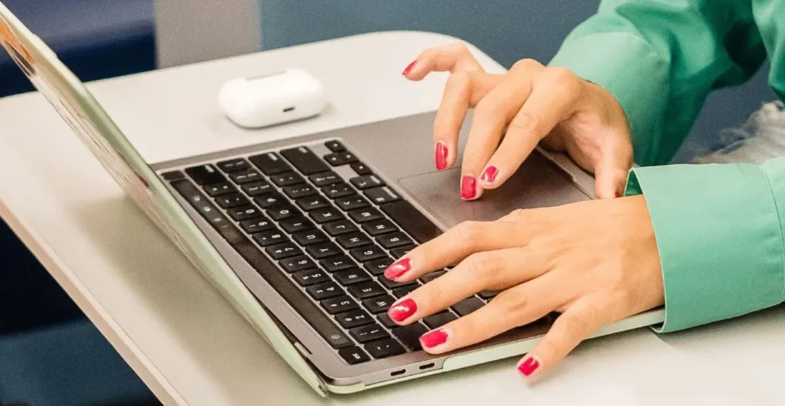 Person using a laptop computer